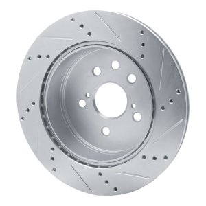 Lexus GS200T Brake Rotor (1) - Rear Left - R1 Concepts - Drilled & Slotted - Silver - `06-`20